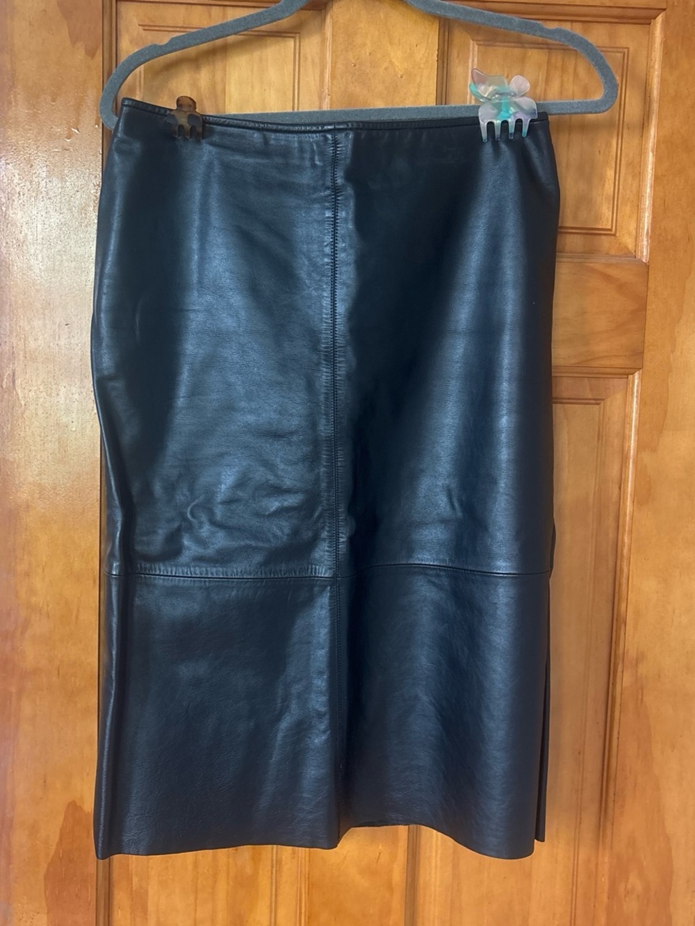 Black Midi Leather Skirt